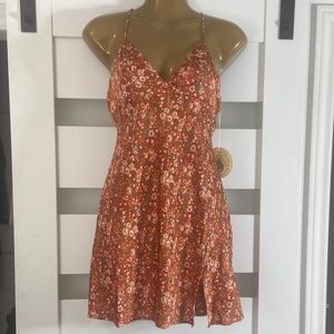 Urban Outfitters Kiss The Sky Floral Notched Mini Slip Dress Size M